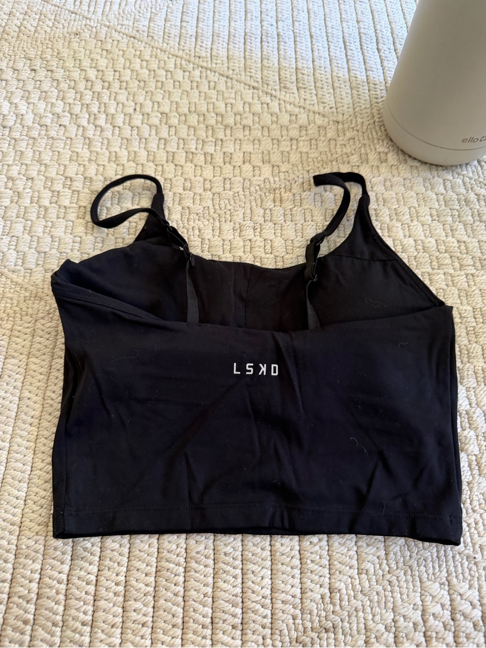 LSKD Black Seamless Longline Sports Bra with Adjustable Straps